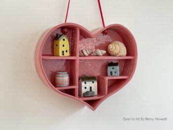 Pottery Shrine or Altar. Pink Heart-Shaped. Handmade
