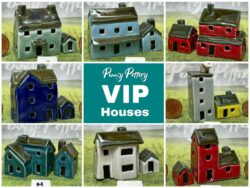 Miniature Ceramic VIP Houses. Exclusive Design Cariations of Artist Penny Howarth's Classic Mini Collectables.