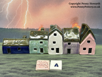 Perfectly Imperfect Discounted "Seconds" Sets of 5 Miniature Ceramic Houses - Image 2