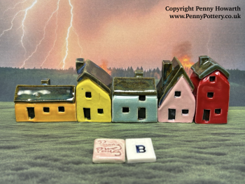 Perfectly Imperfect Discounted "Seconds" Sets of 5 Miniature Ceramic Houses - Image 3