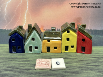 Perfectly Imperfect Discounted "Seconds" Sets of 5 Miniature Ceramic Houses - Image 4