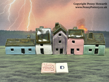 Perfectly Imperfect Discounted "Seconds" Sets of 5 Miniature Ceramic Houses - Image 5