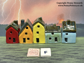 Perfectly Imperfect Discounted "Seconds" Sets of 5 Miniature Ceramic Houses - Image 7