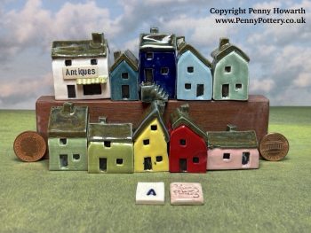 Perfectly Imperfect Discounted "Seconds" Sets of 10 Miniature Ceramic Houses - Image 2