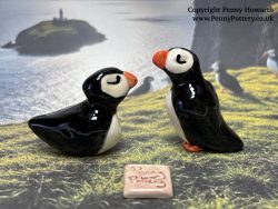 Miniature Ceramic Puffins Created by collected Artist Penny Howarth