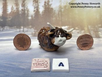 Charming Miniature Ceramic Highland Cows. Collectable Handmade Sculptures by UK Artist Penny Howarth - Image 2