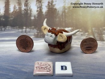 Charming Miniature Ceramic Highland Cows. Collectable Handmade Sculptures by UK Artist Penny Howarth - Image 3