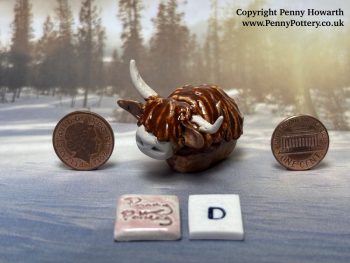 Charming Miniature Ceramic Highland Cows. Collectable Handmade Sculptures by UK Artist Penny Howarth - Image 5