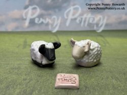 Miniature Ceramic Sheep. Collectable Handmade Sculptures by UK Artist Penny Howarth