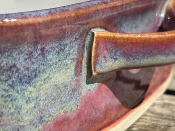 Handmade Square Ceramic Oven Dish. 1000ml Capacity in Rust & Blue Glaze by UK Artist Penny Howarth - Image 4