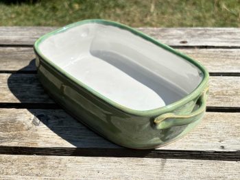 Handmade Rectangular Ceramic Oven Dish. 1000ml in Fresh Green Glaze by UK Artist Penny Howarth - Image 2