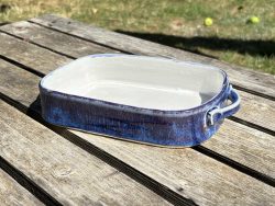 Handmade Rectangular Ceramic Oven Dish. 800ml in Elegant Blue Glaze by UK Artist Penny Howarth