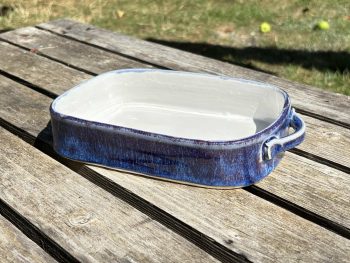 Handmade Rectangular Ceramic Oven Dish. 800ml in Elegant Blue Glaze by UK Artist Penny Howarth