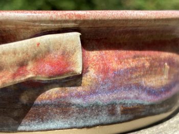 Handmade Round Ceramic Oven Dish. 800ml Capacity in Rustic Purple Glaze by UK Artist Penny Howarth - Image 4