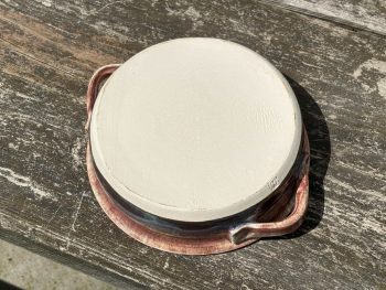 Handmade Round Ceramic Oven Dish. 800ml Capacity in Rustic Purple Glaze by UK Artist Penny Howarth - Image 3