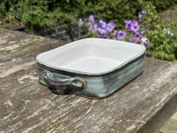 Handmade Rectangular Ceramic Oven Dish. 800ml Light Turquoise Glaze. Functional Art by Penny Howarth