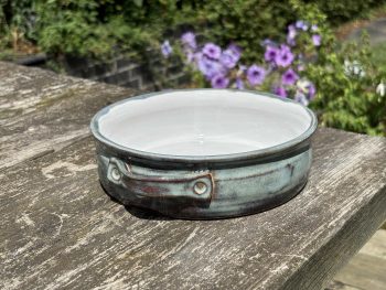 Round Light Turquoise Handmade 950ml Ceramic Oven Dish. One-of-a-Kind Functional Artwork by UK Artist Penny Howarth - Image 2