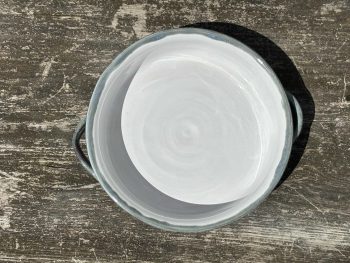 Round Light Turquoise Handmade 950ml Ceramic Oven Dish. One-of-a-Kind Functional Artwork by UK Artist Penny Howarth - Image 6