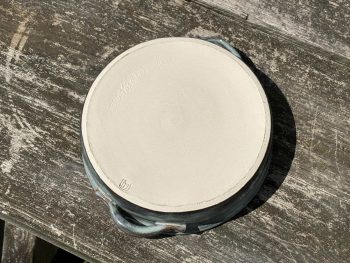 Round Light Turquoise Handmade 950ml Ceramic Oven Dish. One-of-a-Kind Functional Artwork by UK Artist Penny Howarth - Image 3